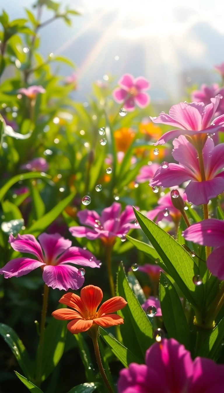 HD iPhone AI Spring Rain Garden Appealing Wallpaper Royalty-Free Stock Photo